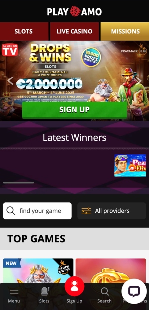 PlayAmo sign-up