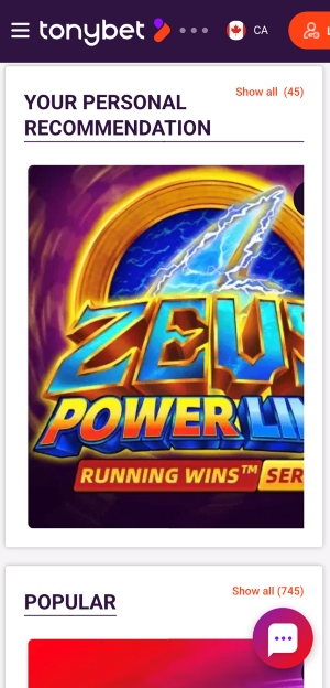 Tonybet games